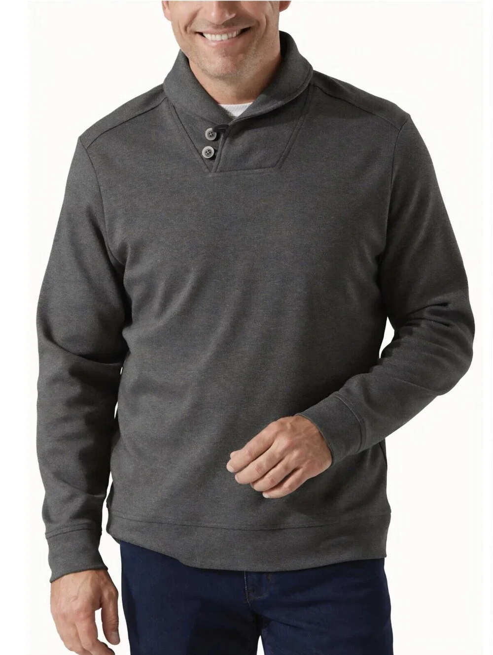 Tommy Bahama Martinique Pima Cotton Sweatshirt/Shawl Long Sleeve Gray Men's XL